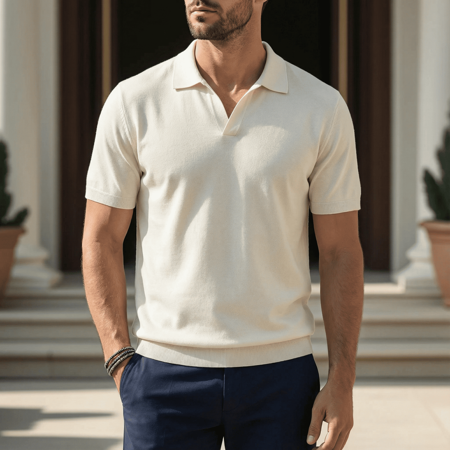 Pau Crepe Knit Polo